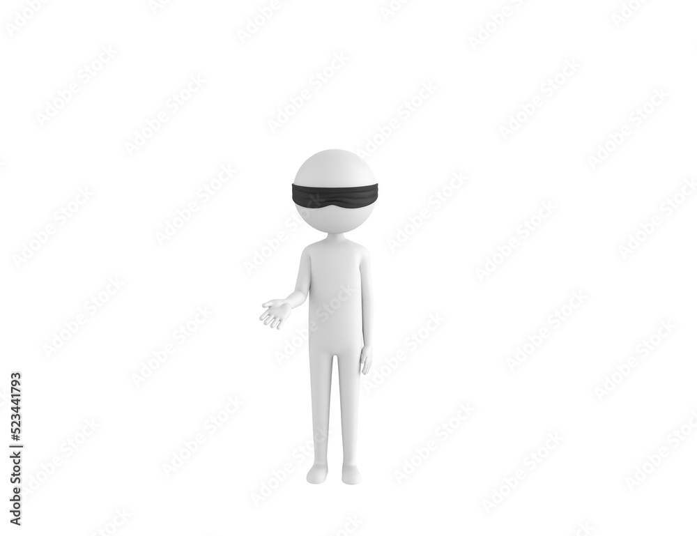 Blind Folded Stick Man character giving a helping hand in 3d rendering. Blind Folded Stick Man character giving a helping hand in 3d rendering.
