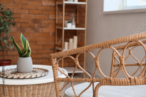 Rattan armchair in modern l...