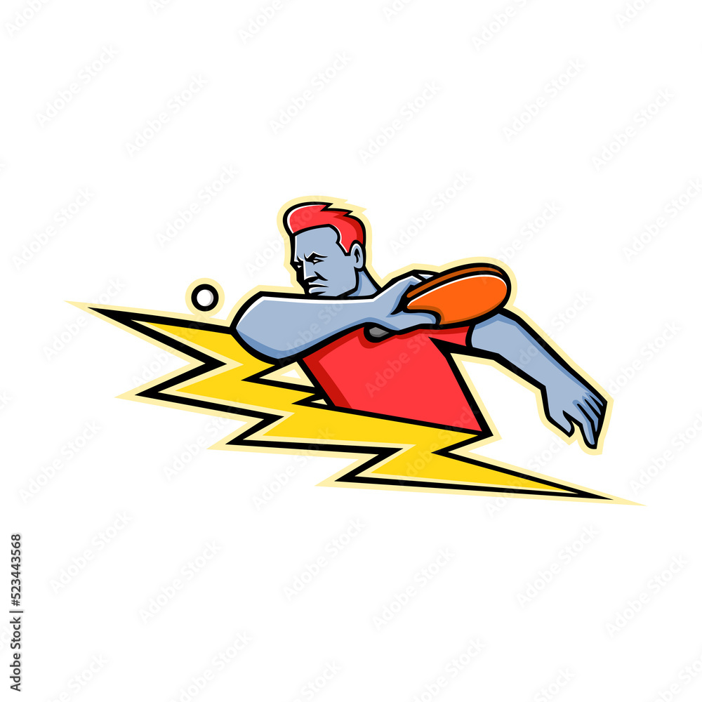 Fototapeta premium Table Tennis Player Lightning Bolt Mascot