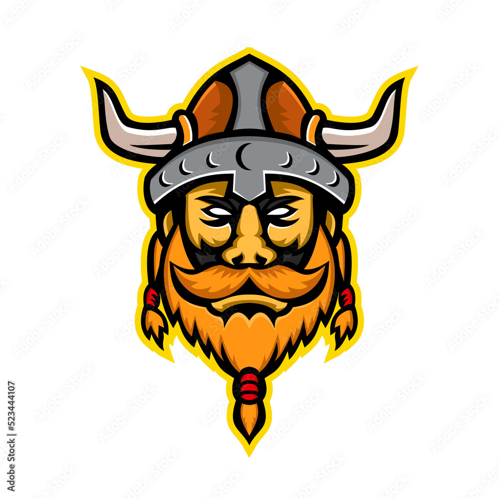 Naklejka premium Viking Warrior or Norse Raider Head Mascot