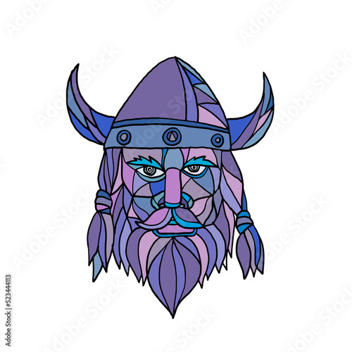 Viking Head Mascot Mosaic