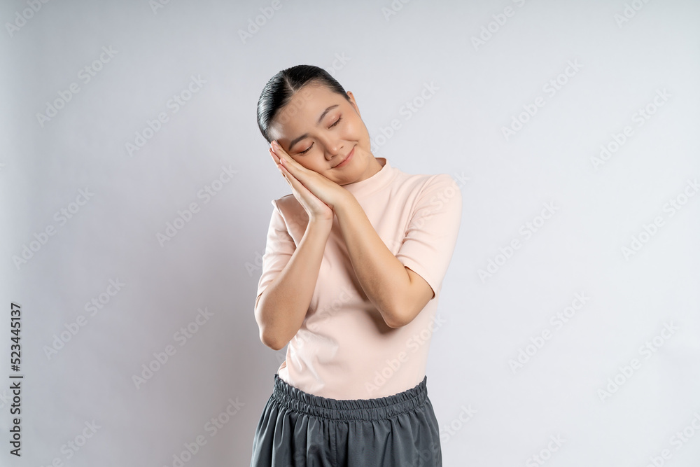 Asian woman tired and sleepy, take a nap. Asian woman tired and sleepy, take a nap.
