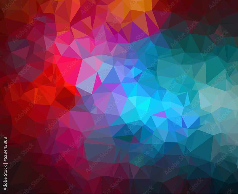 Multicolor polygonal illustration, which consists of triangles. Geometric background in Origami style with a gradient. Triangular design for your business. Rainbow, spectrum image.