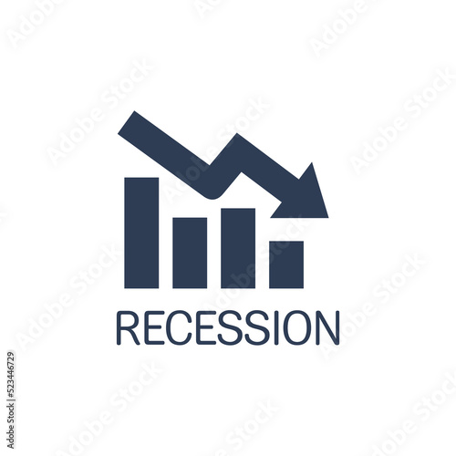 Income decline chart. Recession. Vector linear icon isolated on white background.