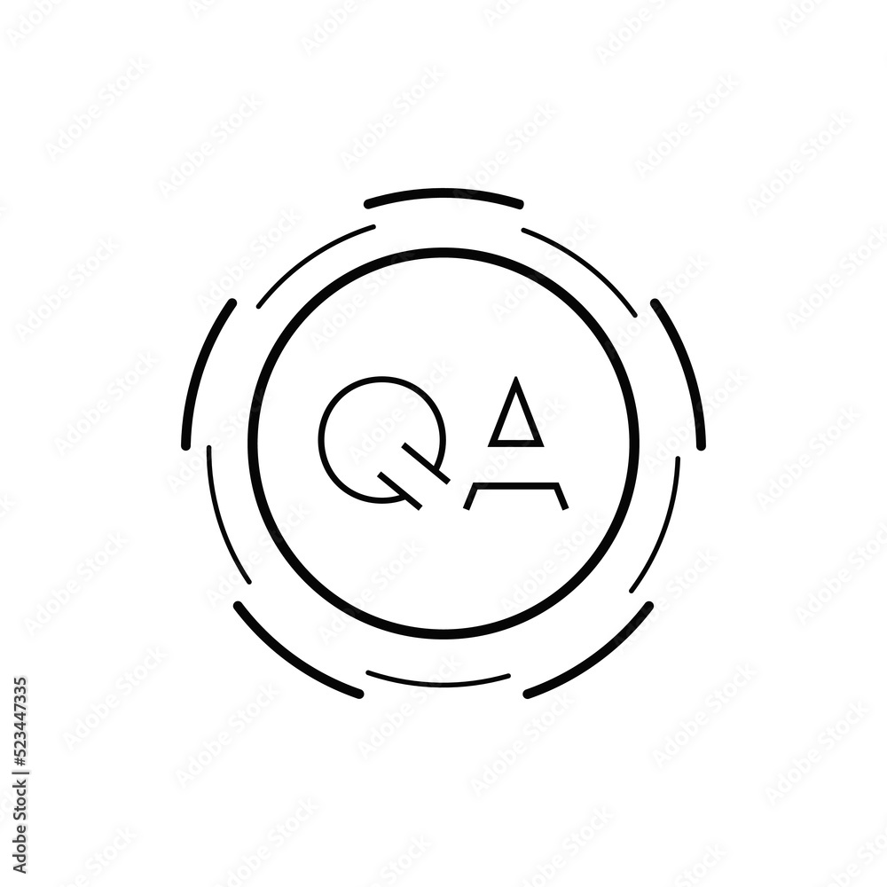 Initial QA Letter Logo with Circular Design and Round Frame Vector Illustration Initial QA Letter Logo with Circular Design and Round Frame Vector Illustration