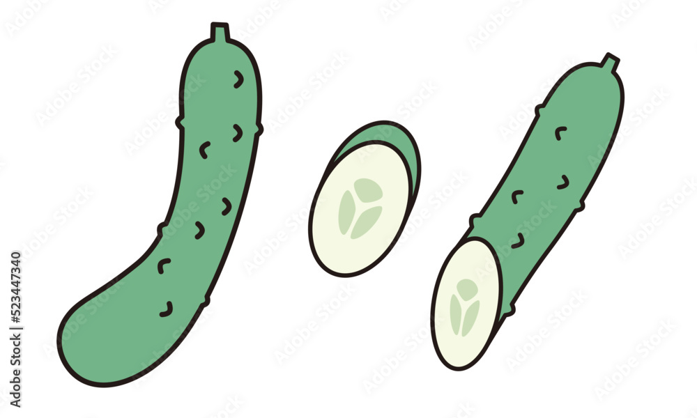 キュウリのイラスト素材。 キュウリのイラスト素材。