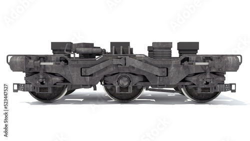 Train Trucks Locomotive Wheels 3D rendering on white background