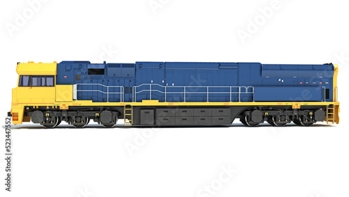 Locomotive 3D rendering on white background photo