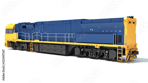 Locomotive 3D rendering on white background