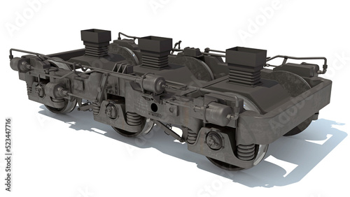 Train Trucks Locomotive Wheels 3D rendering on white background photo