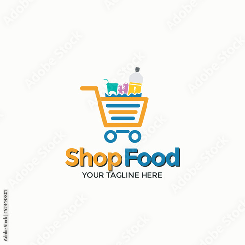 Food shop online logo template design
