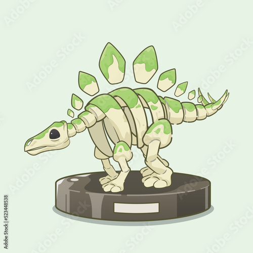 Cartoon stegosaurus dinosaur fossil. Prehistoric herbivore - stegosaurus. Ancient herbivore  stegosaurus fossil design element
