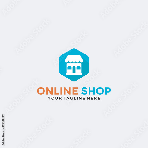 Online Store Logo Design Template. Vector illustration of shopping cart and shop bag combination logo design concept. Perfect for E-commerce, sales, discount or web store elements. Company emblem