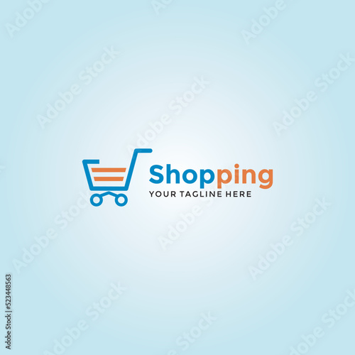 Online Store Logo Design Template. Vector illustration of shopping cart and shop bag combination logo design concept. Perfect for E-commerce, sales, discount or web store elements. Company emblem