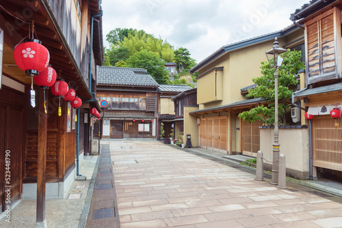 Historical street at Higashichaya district, Kanazawa, Japan photo