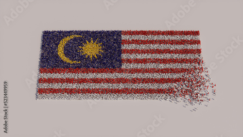 Malaysian Banner Background, with People coming together to form the Flag of Malaysia. photo