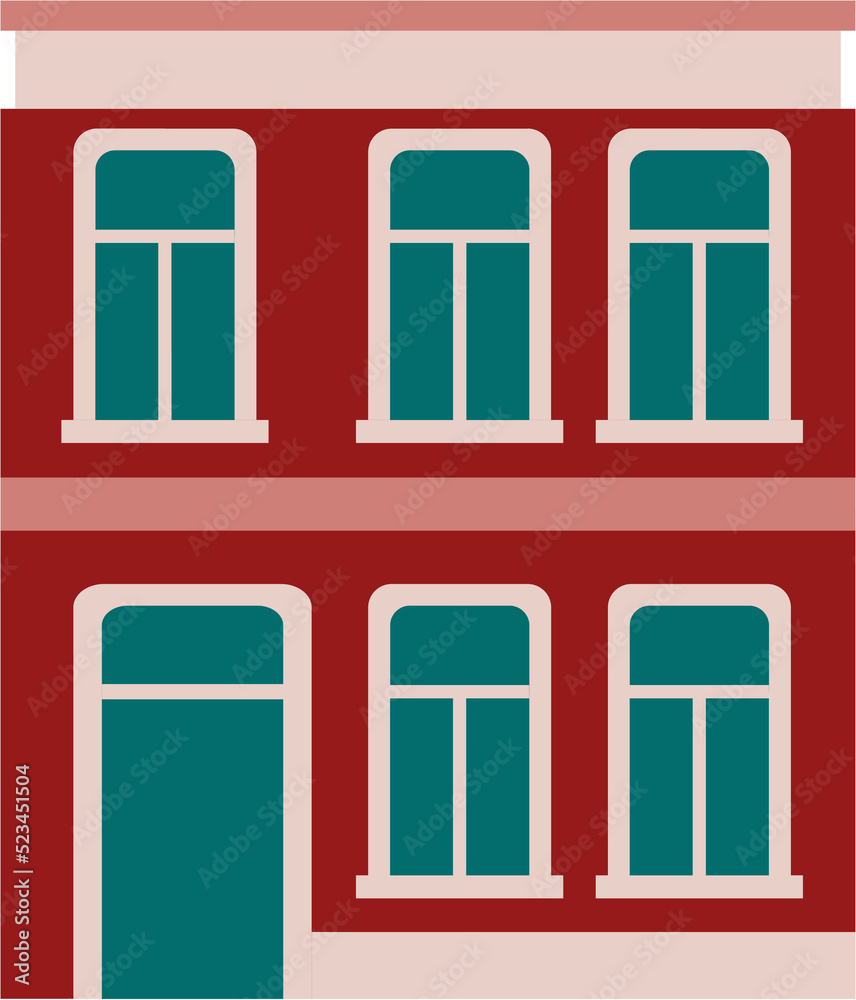 Colorful classic row houses collection front elevation view. Colorful classic row houses collection front elevation view.