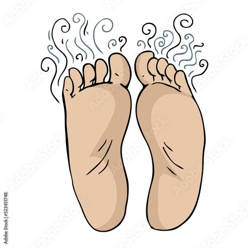 Foto barefoot cartoon with an unpleasant musty smell