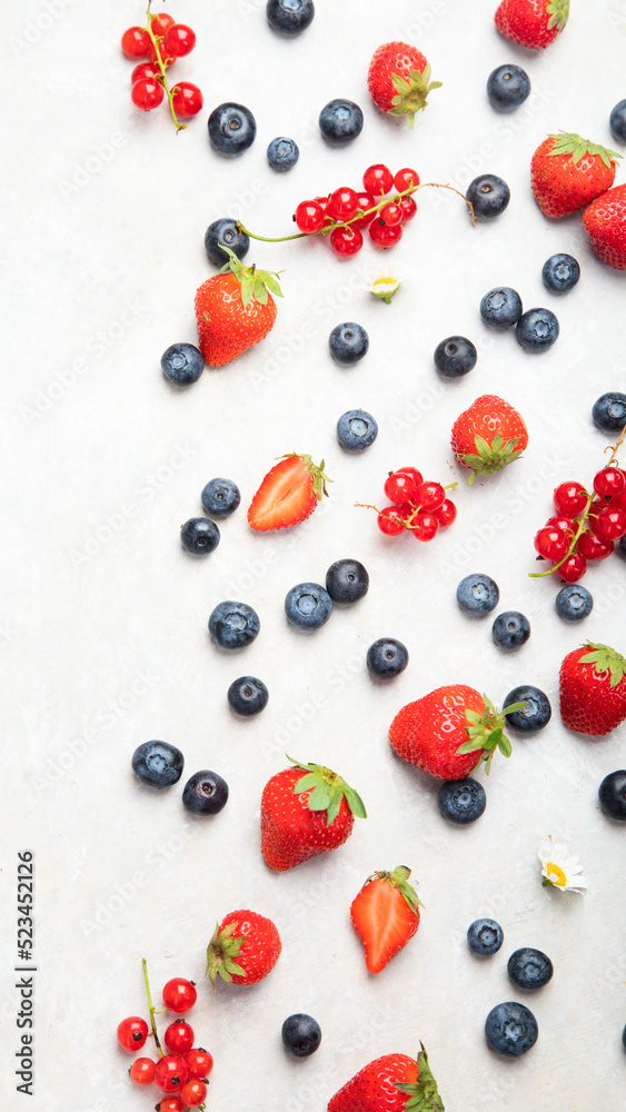 Various fresh berries on neutral background. Various fresh berries on neutral background.