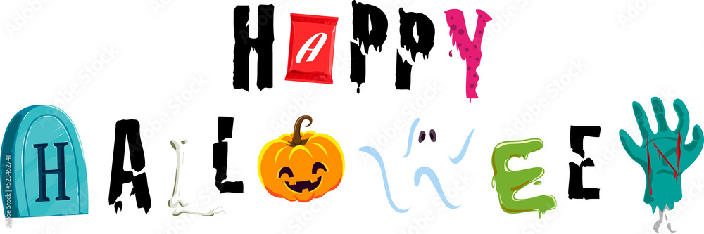 Fototapeta premium Halloween Typography, flat design