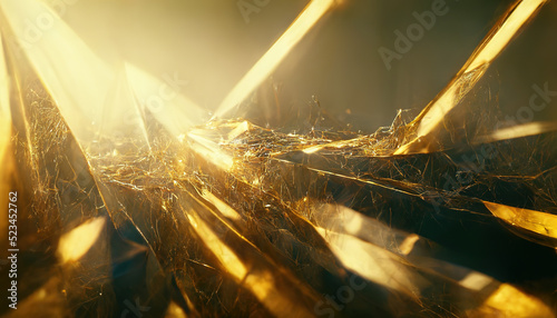 Abstract luxury golden background. Mysterious beautiful shiny gold texture backdrop. 3D illustration