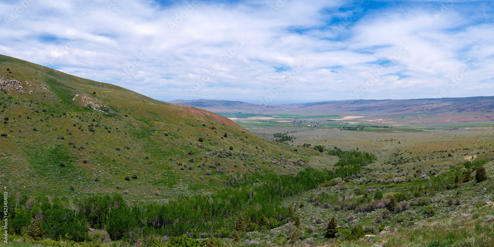 A panoramic view of the Magic Valley from the Sawtooth National Forest near Albion, Idaho, USA
