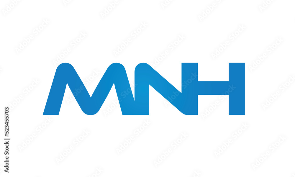 MNH letters linked logo design, Letter to letter connection monogram concepts vector alphabet