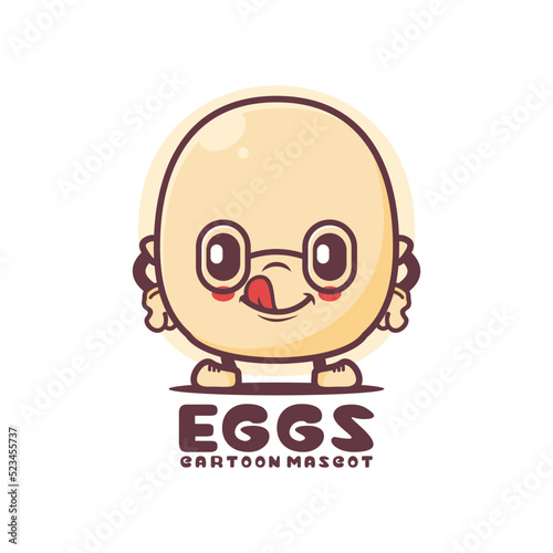 boiled eggs cartoon mascot. food vector illustration