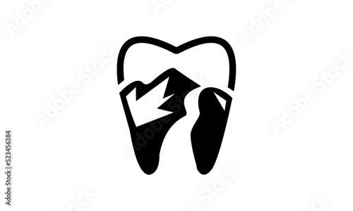 Dental Care with Abstract Concept Mountain with teeth  logo vector design symbol illustration sign icon design idea