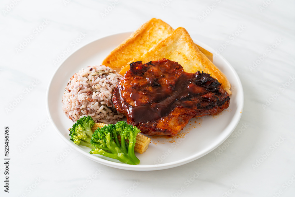 barbecue pork steak with rice berry