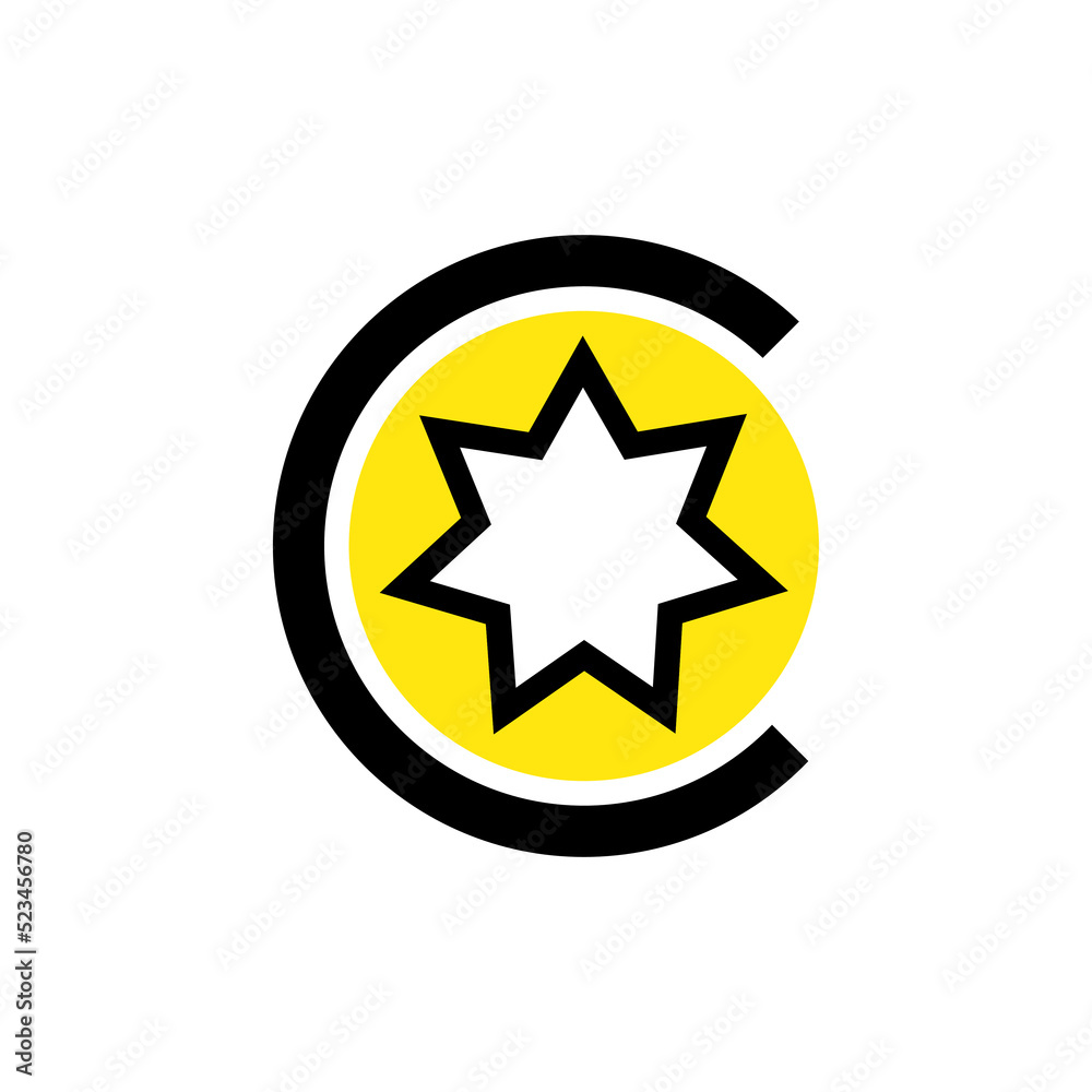 Letter C With Circle Shape Star Minimal Logo Icon Vector Design Letter C With Circle Shape Star Minimal Logo Icon Vector Design