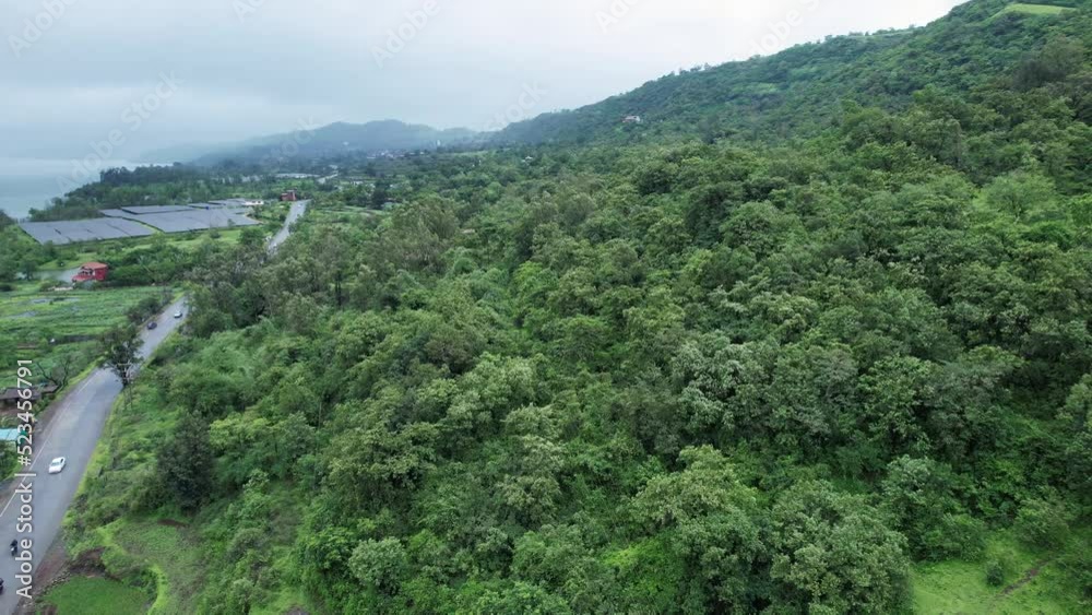 Aerial view of green monsoon landscape at Mulshi near Pune India. Aerial view of green monsoon landscape at Mulshi near Pune India.
