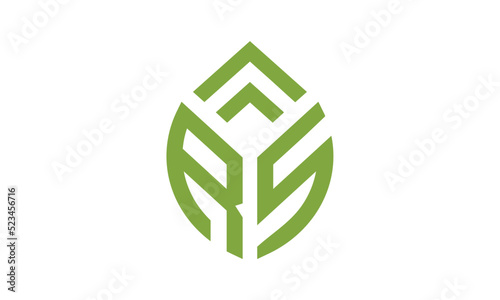 Creative initials letter RS arrow with leaf shape logo. 
