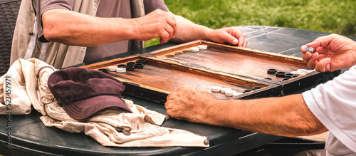 Photo Board game of backgammon