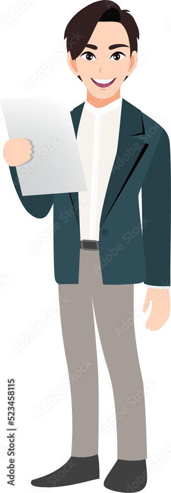 Businessman cartoon character set. Handsome business man in office style smart suit