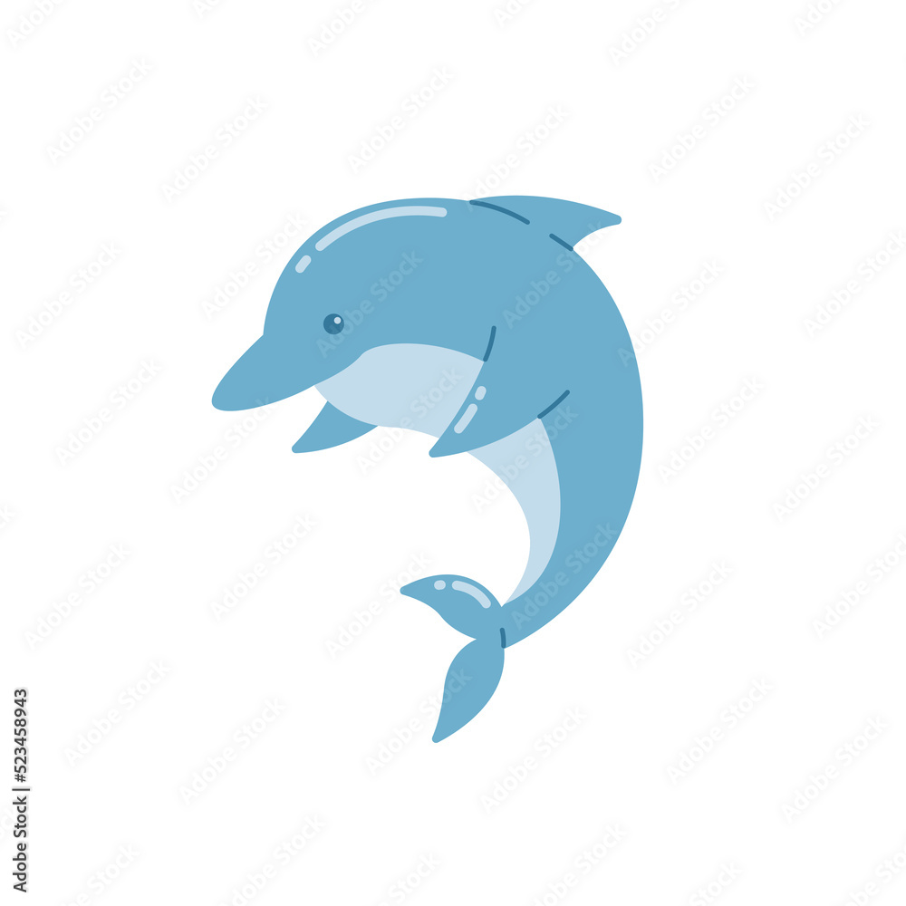 Obraz premium funny dolphins jump and swim vector illustration