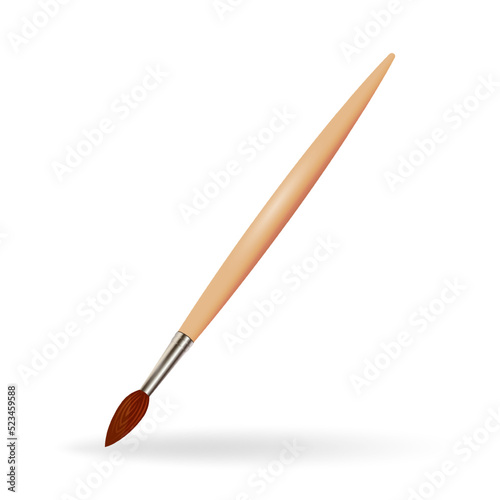 Paintbrush isolated on white background. Back to school. Equipment for painting with paints. Vector illustration.