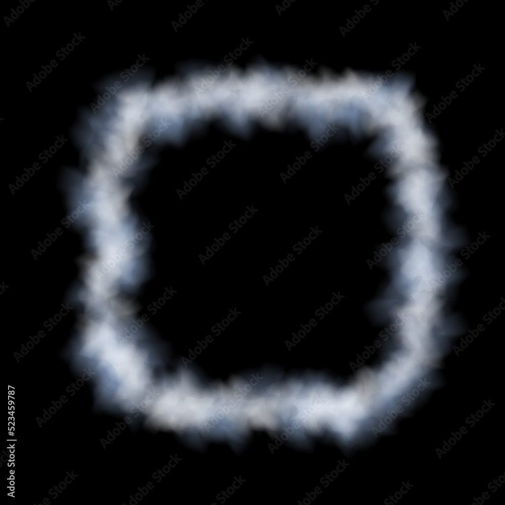 Smoke rounded square. Isolated on black background. Vector illustration.