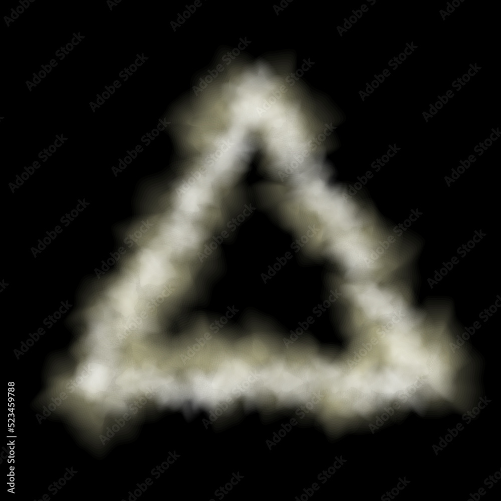 Smoke equilateral Triangle. Isolated on black background. Vector illustration.