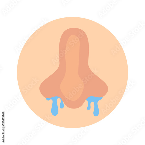 Allergy symptom vector illustration. Educational banner with man suffering from runny nose, rash, red eyes because of food, dust, insects