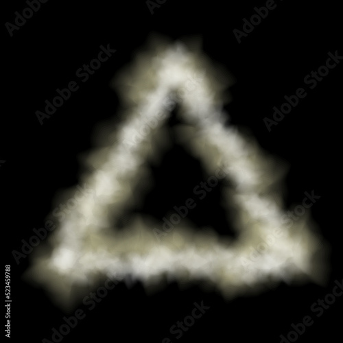 Smoke equilateral Triangle. Isolated on black background. Vector illustration. photo