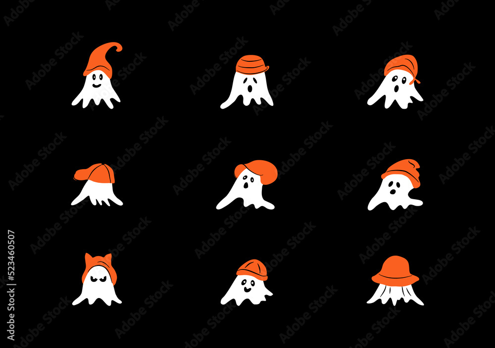 Halloween ghost cartoon vector isolated on dark background