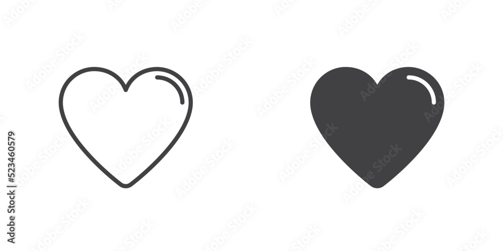Heart icon, line and glyph version