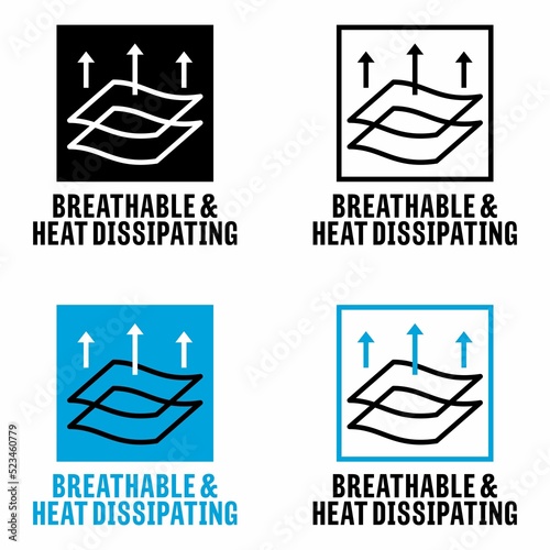 Slika na platnu "Breathable and Heat Dissipation" vector information sign
