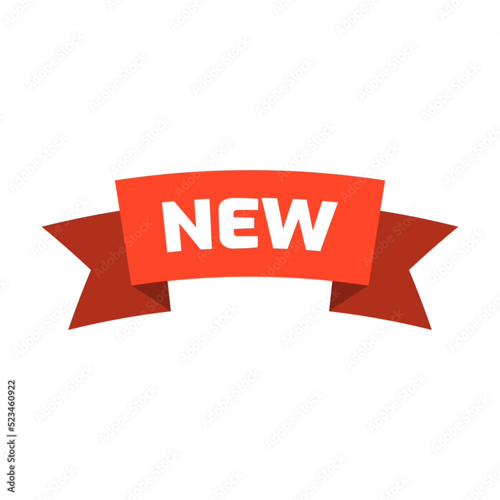 New arrival sticker and label flat icon. Red retail ribbons for promotion vector illustration collection. Discount and price New arrival sticker and label flat icon. Red retail ribbons for promotion vector illustration collection. Discount and price