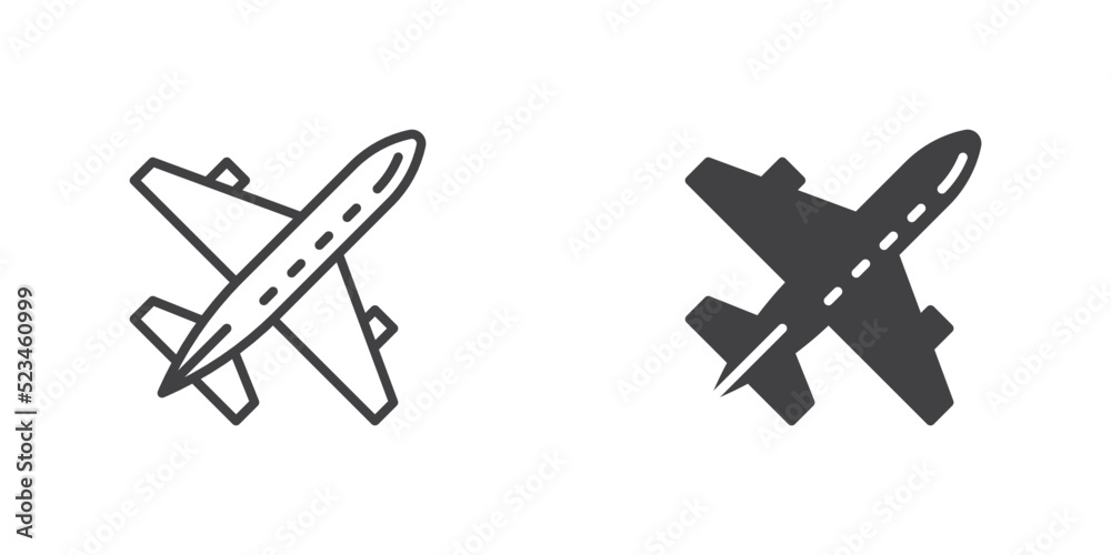 Airplane icon, line and glyph version Airplane icon, line and glyph version