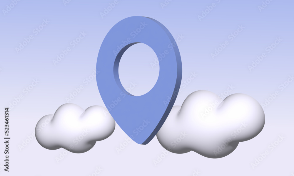 3D location point marker of map or navigation pin icon sign on isolated cloud background 3D location point marker of map or navigation pin icon sign on isolated cloud background