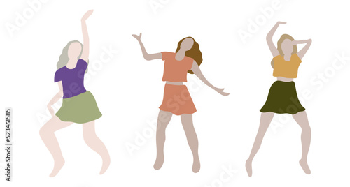 Vector illustration of dancing women, girls.