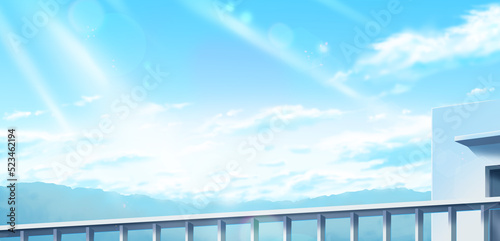 青空と学校の屋上の背景