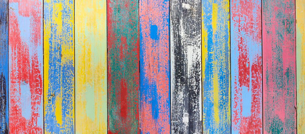 texture of colorful wooden planks - wood wall
